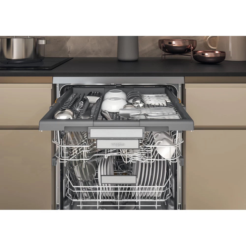 Masina de spalat vase independenta WHIRLPOOL W7F HS51 X, 6th Sense, 15 seturi, 8 programe, 60 cm, Clasa B, inox