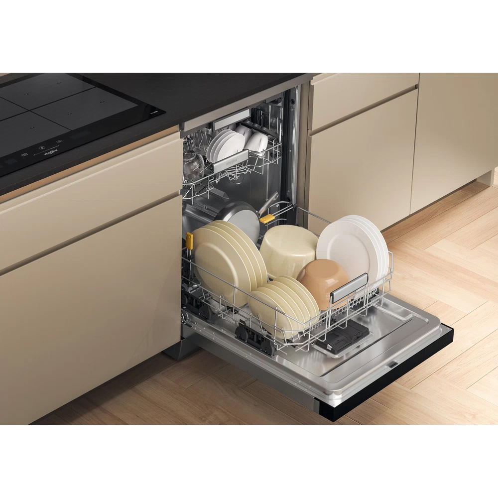 Masina de spalat vase independenta WHIRLPOOL W7F HS51 X, 6th Sense, 15 seturi, 8 programe, 60 cm, Clasa B, inox