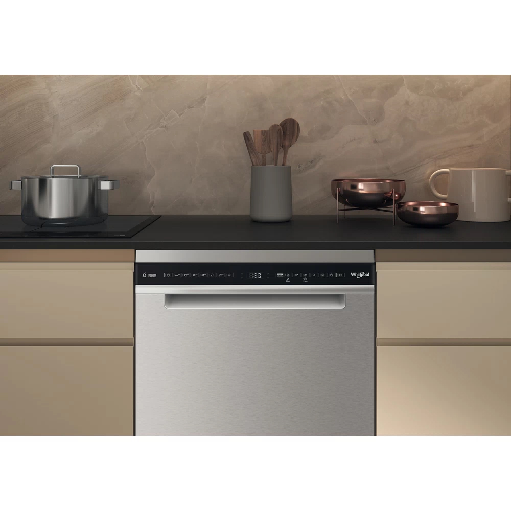 Masina de spalat vase independenta WHIRLPOOL W7F HS51 X, 6th Sense, 15 seturi, 8 programe, 60 cm, Clasa B, inox