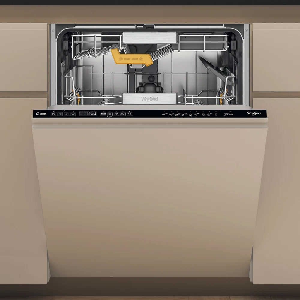 Masina de spalat vase incorporabila WHIRLPOOL W8I HP42 L, MaxiSpace, 6th Sense, 14 seturi, 10 programe, 60 cm, Clasa C, panou comanda negru