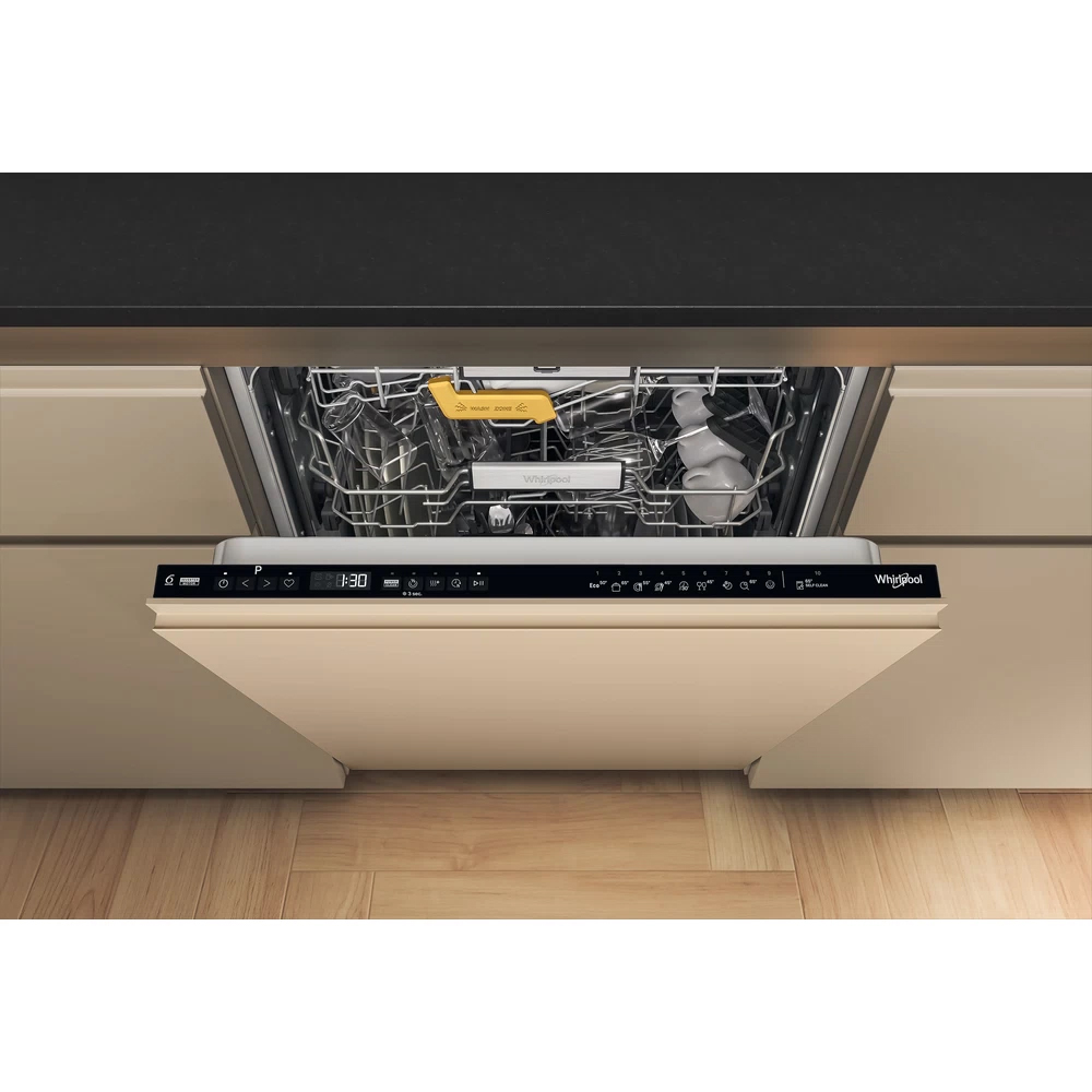 Masina de spalat vase incorporabila WHIRLPOOL W8I HP42 L, MaxiSpace, 6th Sense, 14 seturi, 10 programe, 60 cm, Clasa C, panou comanda negru