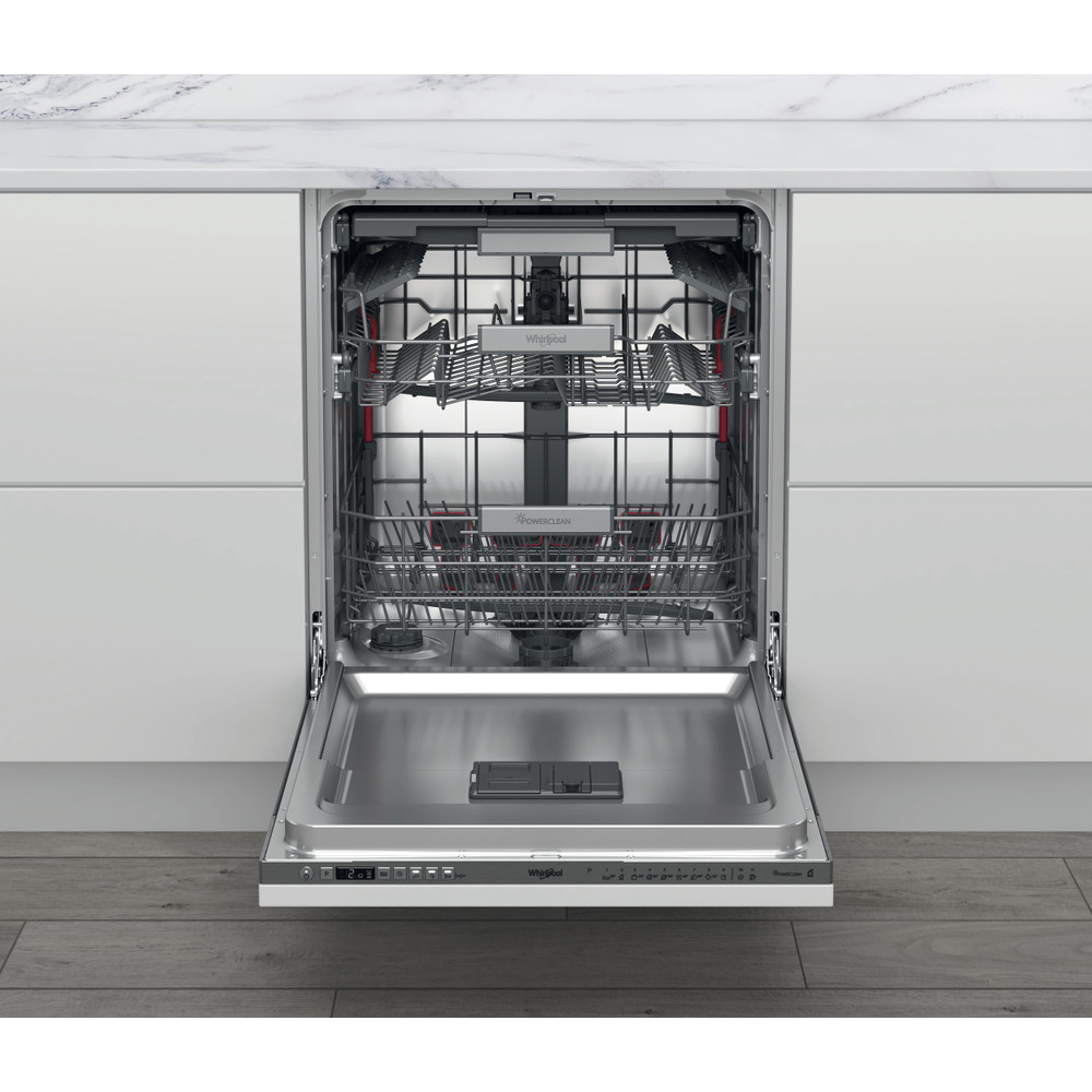 Masina de spalat vase incorporabila WHIRLPOOL WIO 3T133 PLE, 14 seturi, 11 programe, 60 cm, Clasa D, panou comanda inox