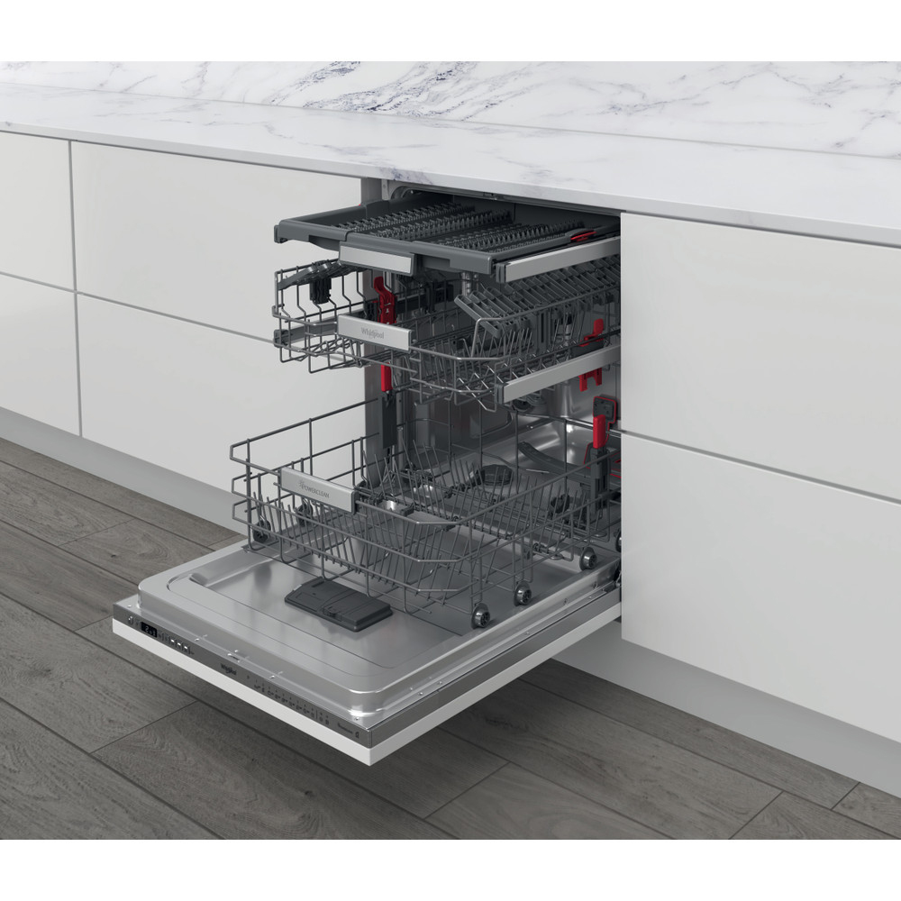 Masina de spalat vase incorporabila WHIRLPOOL WIO 3T133 PLE, 14 seturi, 11 programe, 60 cm, Clasa D, panou comanda inox