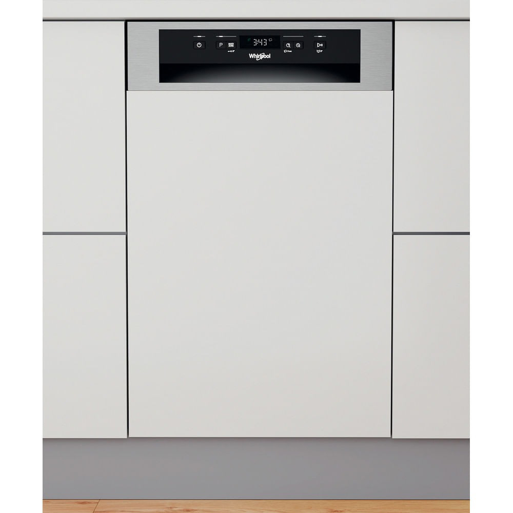 Masina de spalat vase semi-incorporabila WHIRLPOOL WSBC 3M27 X, 6th Sense, 10 seturi, 6 programe, 45 cm, Clasa E, inox