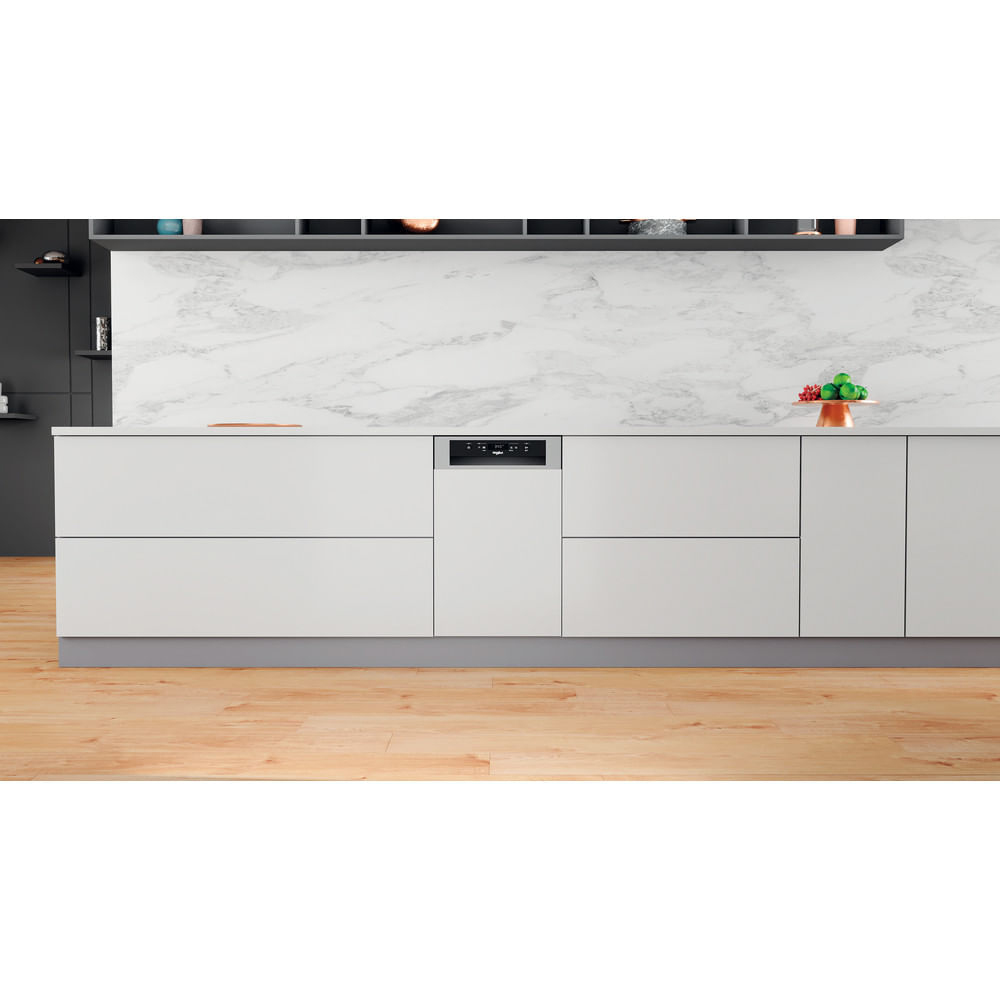 Masina de spalat vase semi-incorporabila WHIRLPOOL WSBC 3M27 X, 6th Sense, 10 seturi, 6 programe, 45 cm, Clasa E, inox