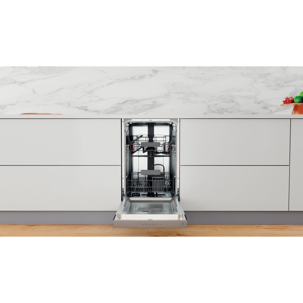 Masina de spalat vase semi-incorporabila WHIRLPOOL WSBC 3M27 X, 6th Sense, 10 seturi, 6 programe, 45 cm, Clasa E, inox