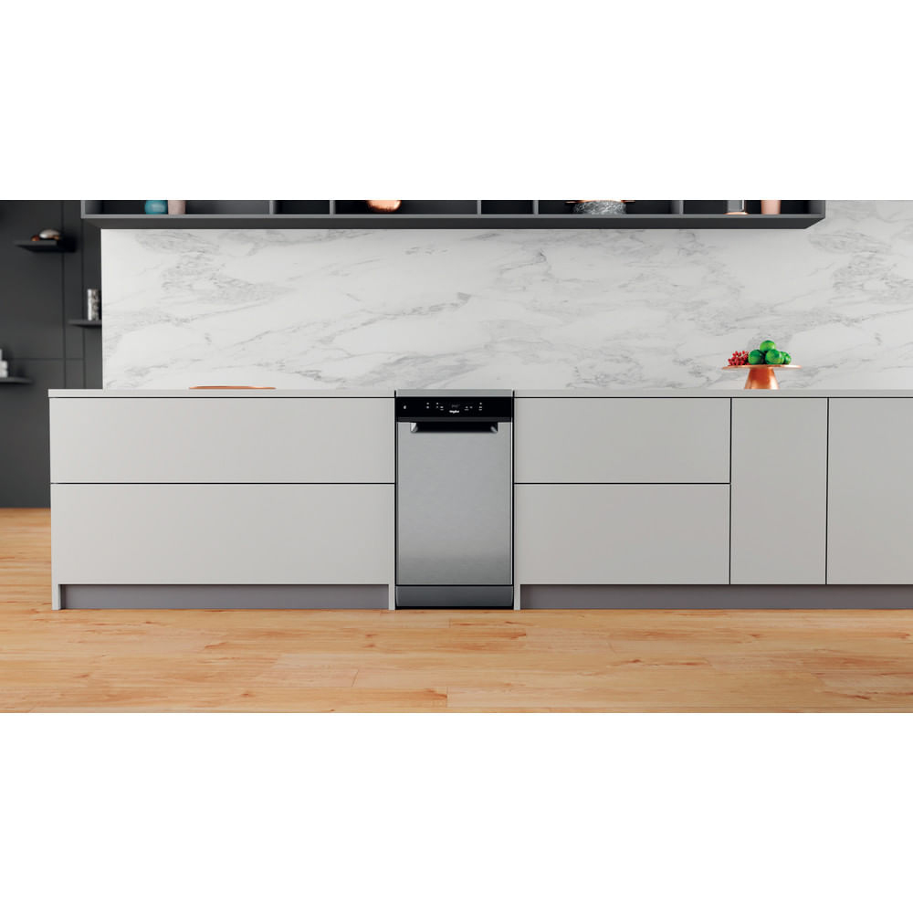 Masina de spalat vase independenta WHIRLPOOL WSFC 3M27 X, 6th Sense, 10 seturi, 6 programe, 45 cm, Clasa E, inox