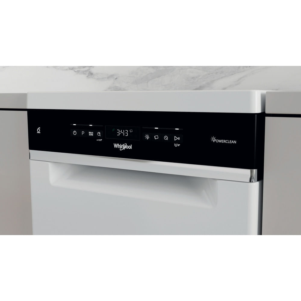 Masina de spalat vase independenta WHIRLPOOL WSFO 3B23 P, 6th Sense, 10 seturi, 7 programe, 45 cm, Clasa E, alb