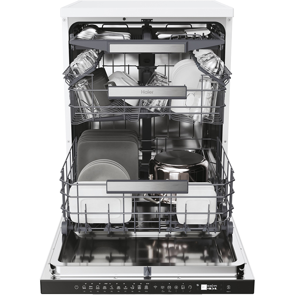 Masina de spalat vase independenta HAIER XF 5C4M1W, 15 seturi, 10 programe, 60 cm, Clasa C, alb
