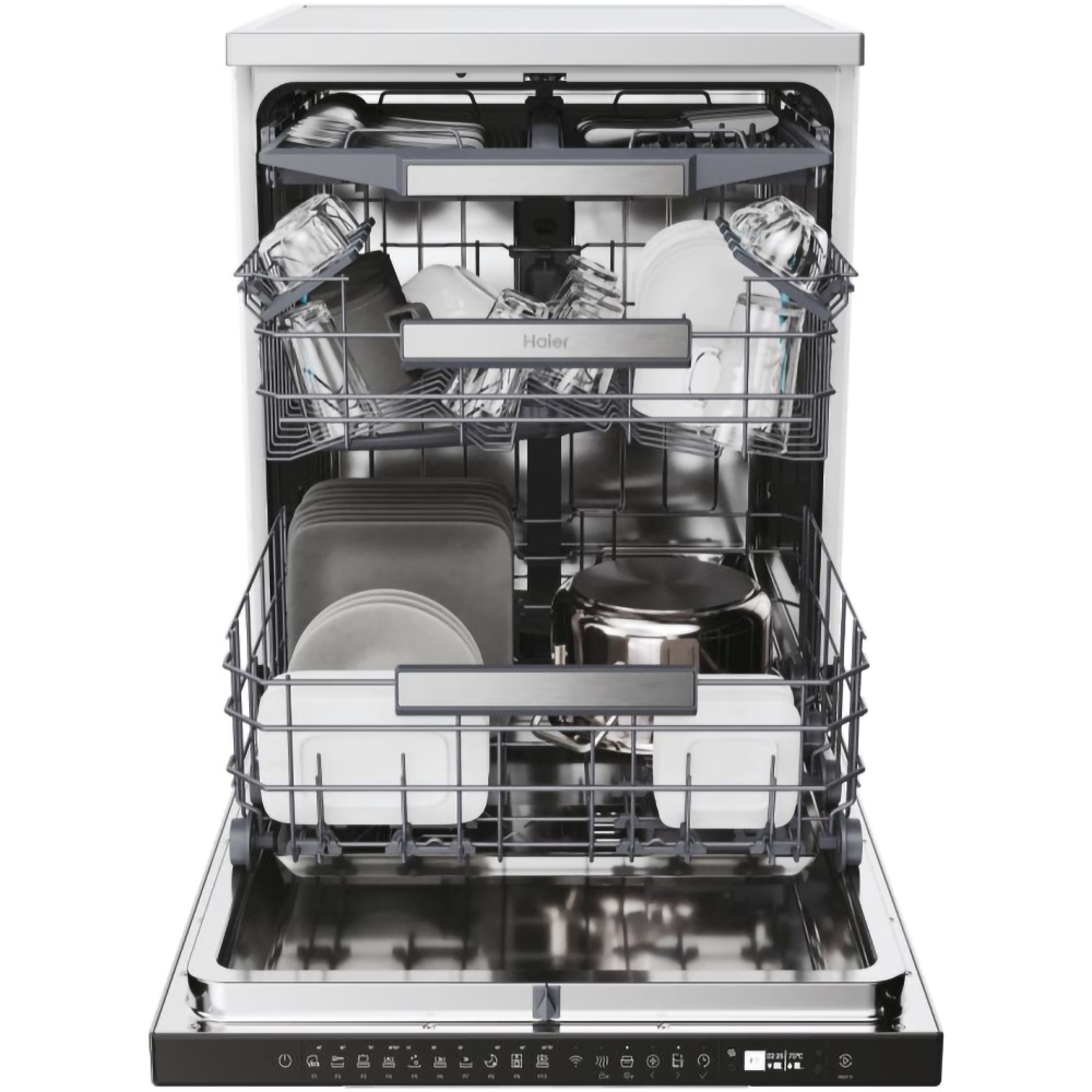 Masina de spalat vase independenta HAIER XF 6C2M1PX, 16 seturi, 10 programe, 60 cm, Clasa C, inox