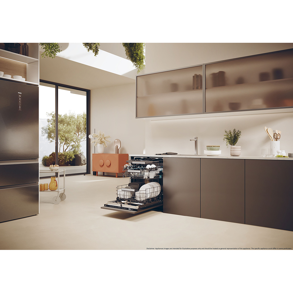 Masina de spalat vase incorporabila HAIER XS 4A4M3PB, 14 seturi, 10 programe, 60 cm, Clasa A, panou comanda negru