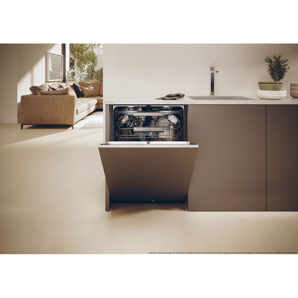 Masina de spalat vase incorporabila HAIER XS 4A4M3PB, 14 seturi, 10 programe, 60 cm, Clasa A, panou comanda negru