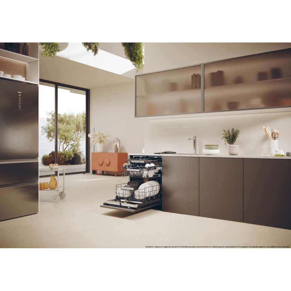 Masina de spalat vase incorporabila HAIER XS 4A4M4PB, 14 seturi, 10 programe, 60 cm, Clasa A, panou comanda negru