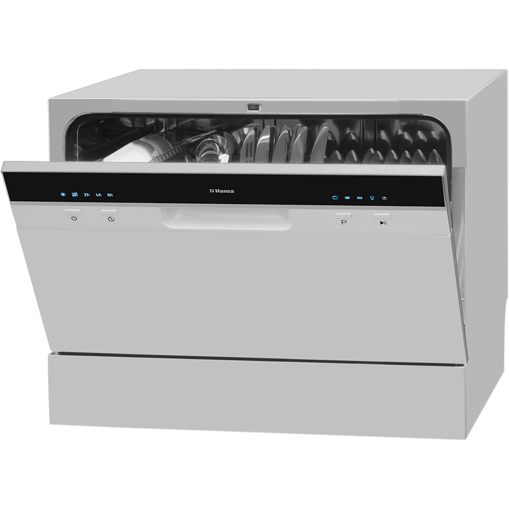 Masina de spalat vase independenta HANSA ZWM556SH, 6 seturi, 5 programe, 55 cm, Clasa F, argintiu