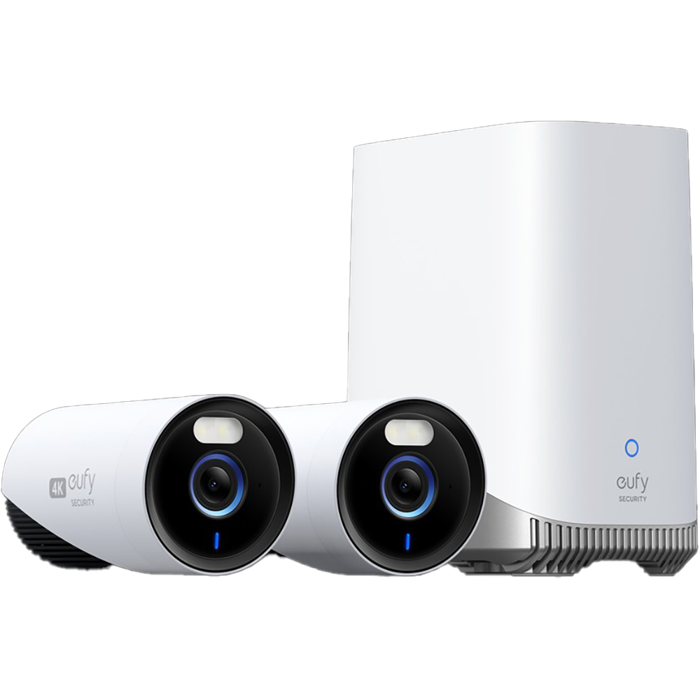 Kit supraveghere video eufyCam E330 Pro, 2 camere, 4K Ultra HD, Wi-Fi, Waterproof, 16 canale, alb