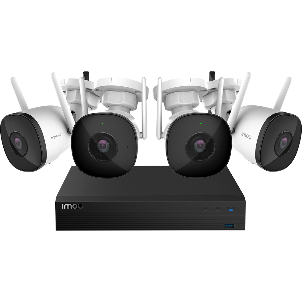 Kit de supraveghere video IMOU Bullet 2 2MP, 4 camere, Full HD, Wi-Fi, 4 canale, alb