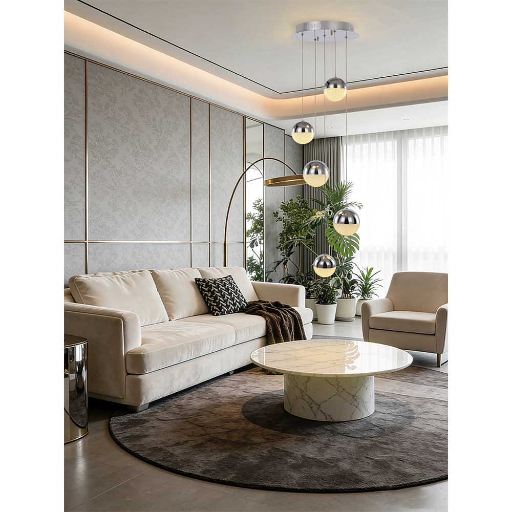 Lustra suspendata MYRIA Atomo MY10319, LED, 24W, 33x33x150 cm, crom