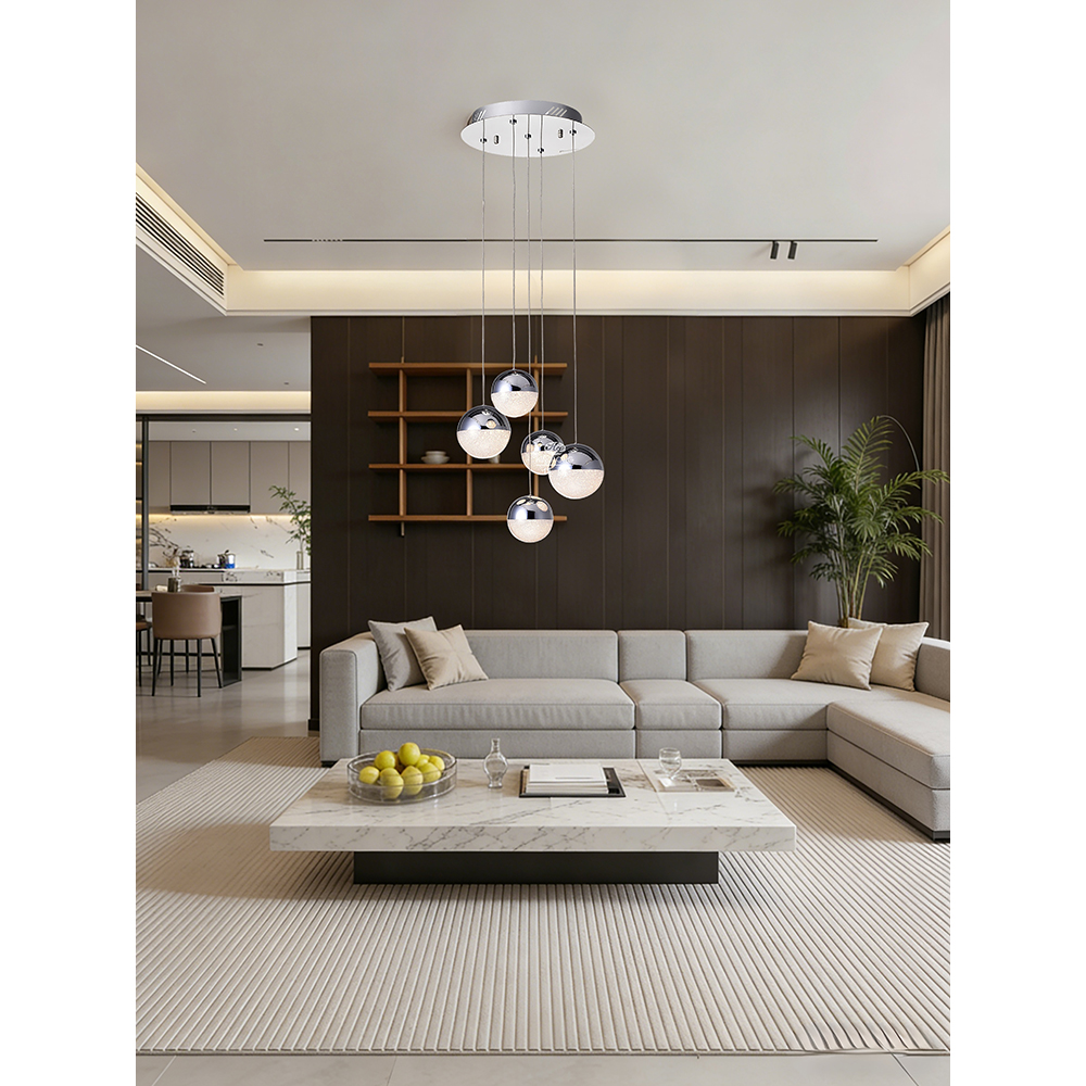 Lustra suspendata MYRIA Atomo MY10319, LED, 24W, 33x33x150 cm, crom