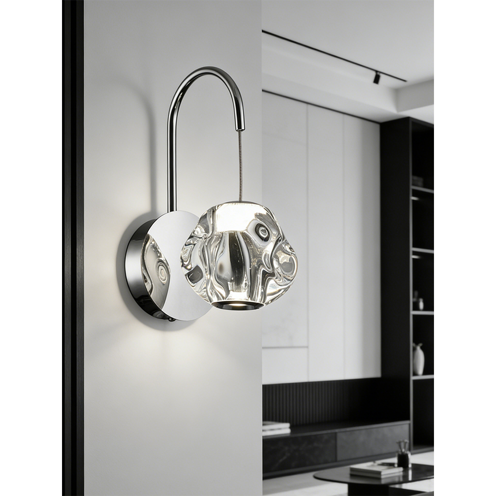 Aplica LED MYRIA Stone MY10327CH, 6W, 230lm, 4000K, IP20, crom