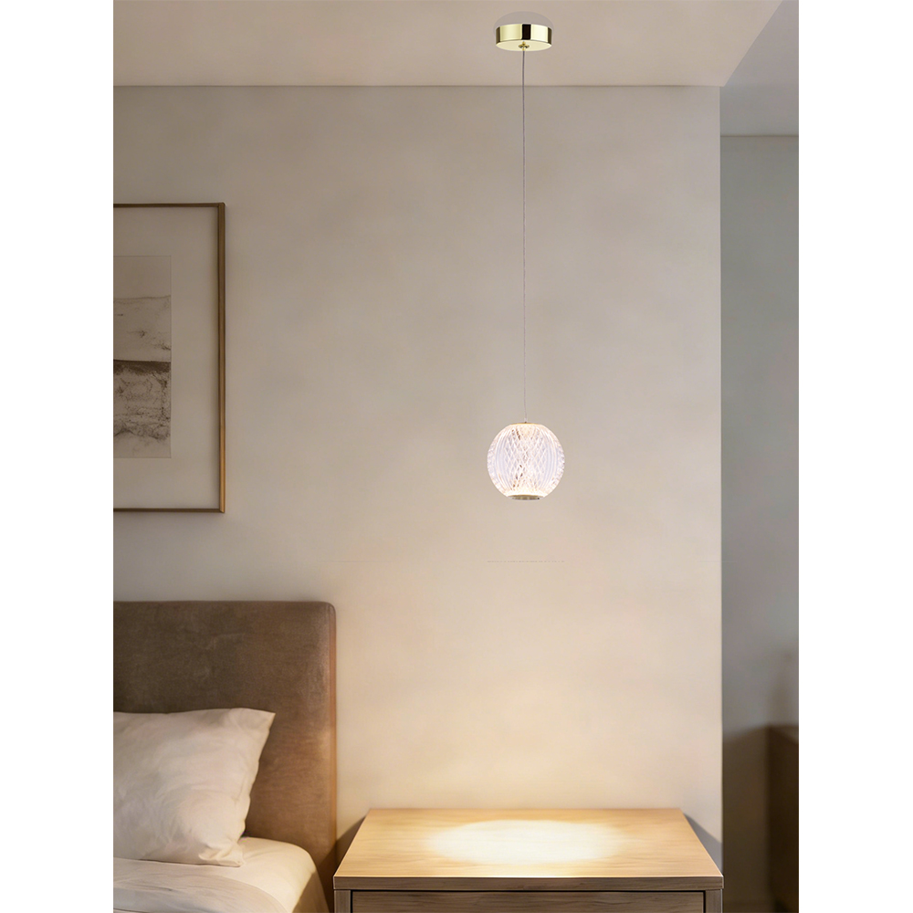 Pendul suspendat MYRIA Diamond MY10335, LED, 6W, 12x12x150 cm, auriu