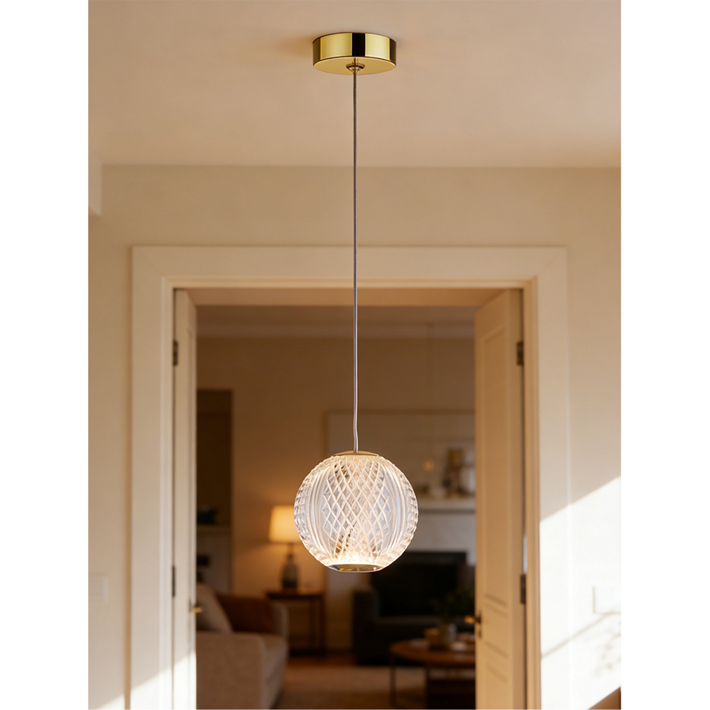 Pendul suspendat MYRIA Diamond MY10335, LED, 6W, 12x12x150 cm, auriu
