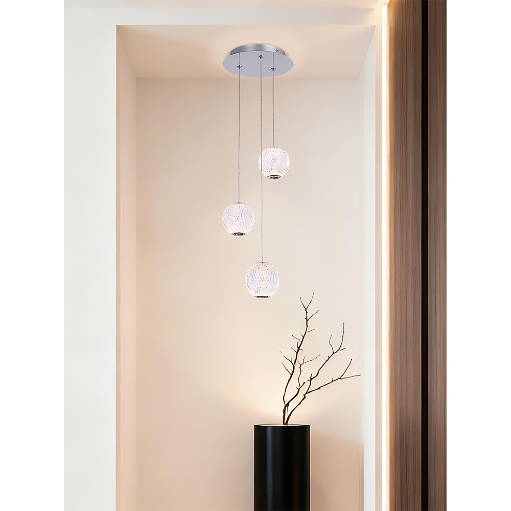 Lustra suspendata MYRIA Diamond MY10336, LED, 16W, 27x27x150 cm, crom