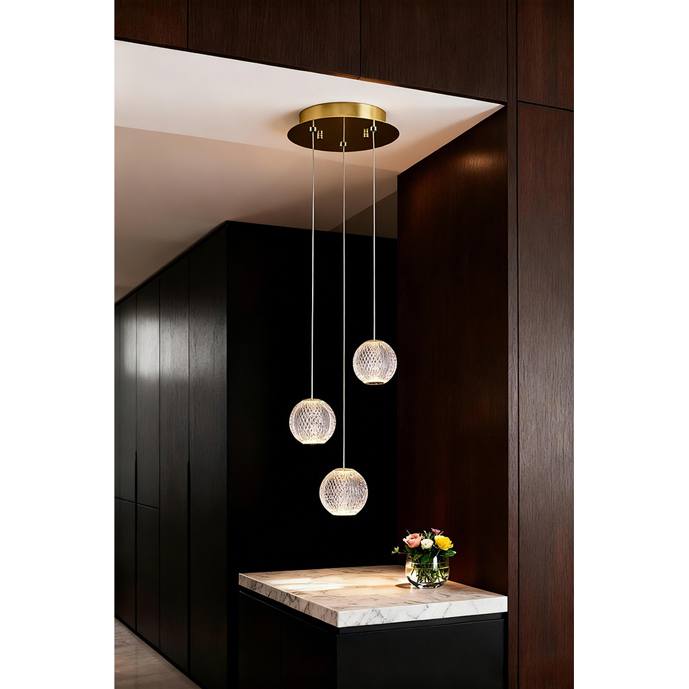 Lustra suspendata MYRIA Diamond MY10336, LED, 16W, 27x27x150 cm, auriu