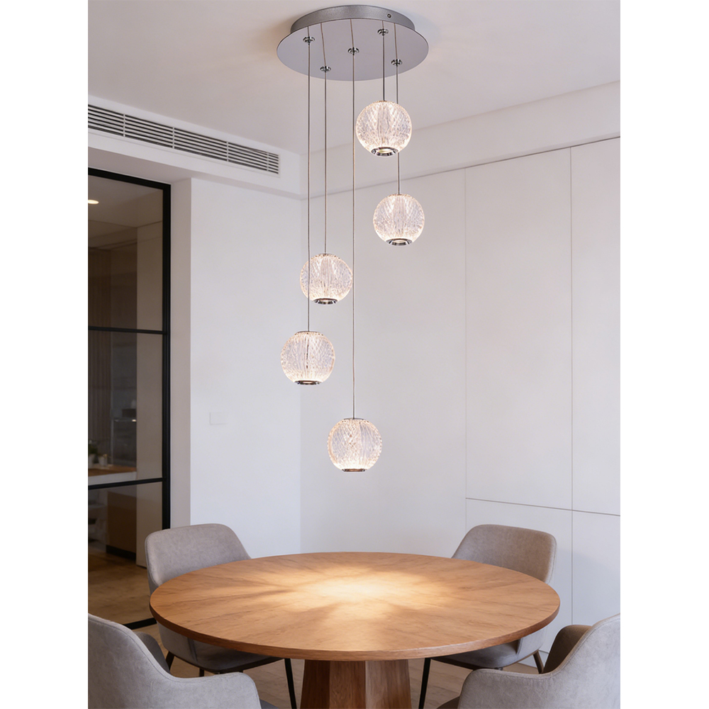 Lustra suspendata MYRIA Diamond MY10337, LED, 25W, 32x32x150 cm, crom