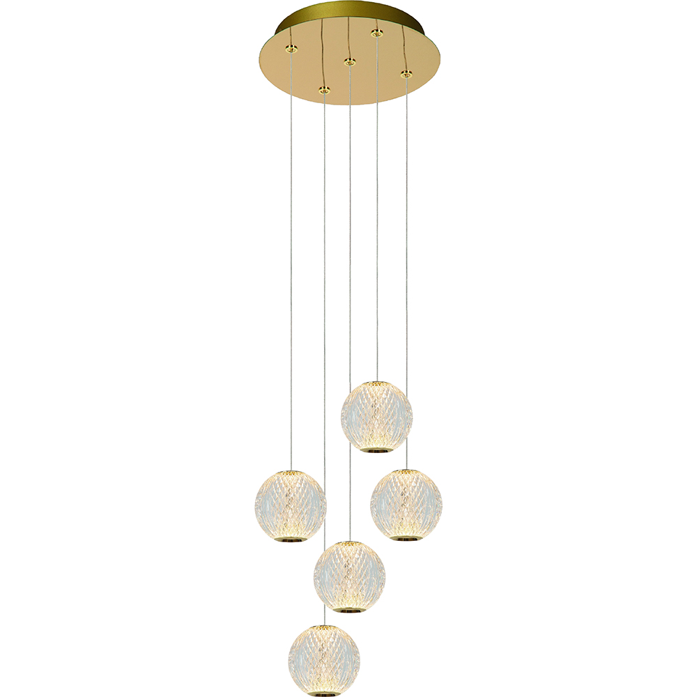 Lustra suspendata MYRIA Diamond MY10337, LED, 25W, 32x32x150 cm, auriu