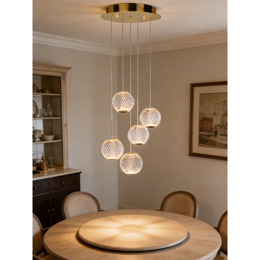Lustra suspendata MYRIA Diamond MY10337, LED, 25W, 32x32x150 cm, auriu