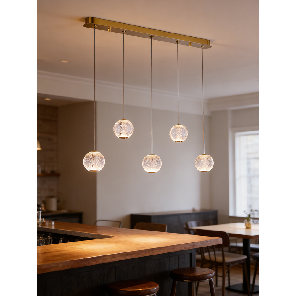 Lustra suspendata MYRIA Diamond MY10338, LED, 24W, 84x11x150 cm, auriu