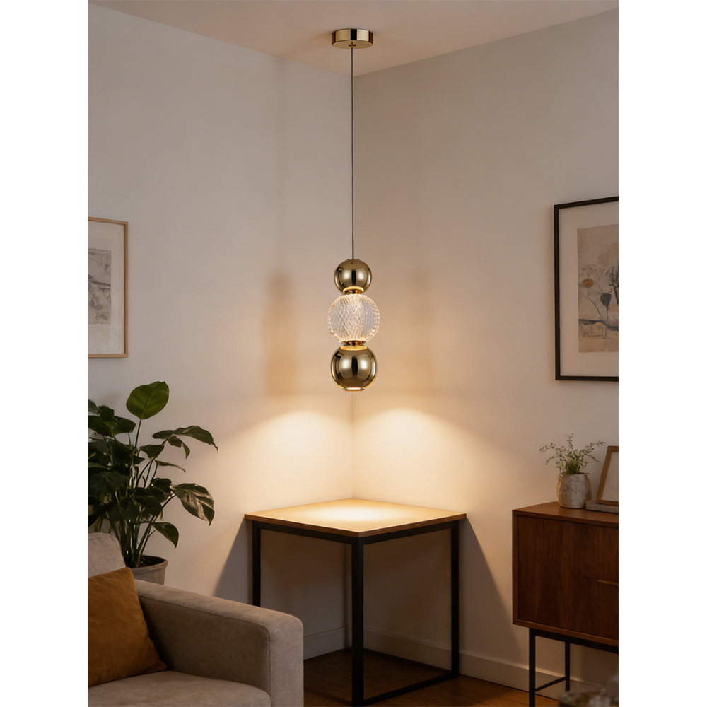 Pendul LED MYRIA Diamond MY10341, 8W, 377.6lm, 4000K, IP20, auriu