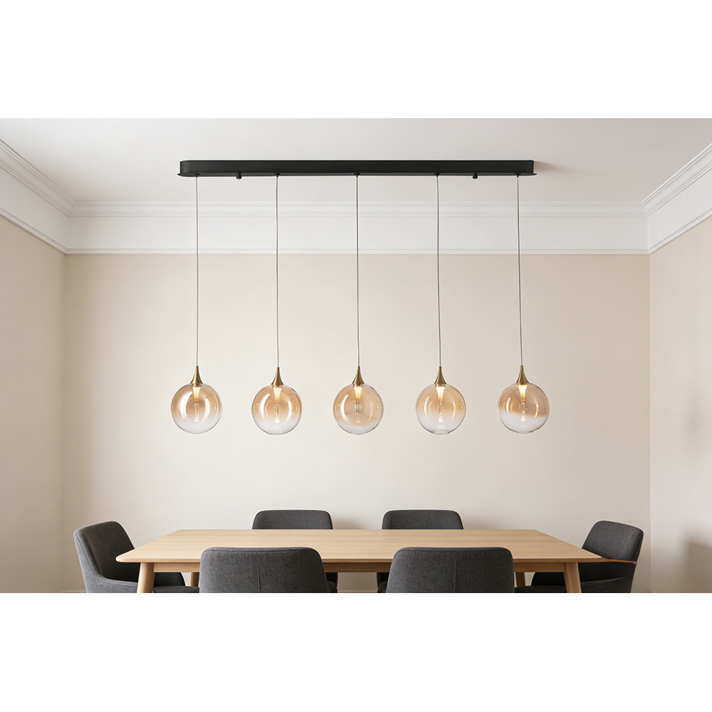 Lustra suspendata MYRIA Globe MY10349, LED, 21W, 120x16x150 cm, auriu-negru
