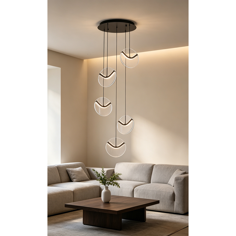 Lustra LED MYRIA Voluta MY10367BK, 32W, 1906lm, 4000K, IP20, negru
