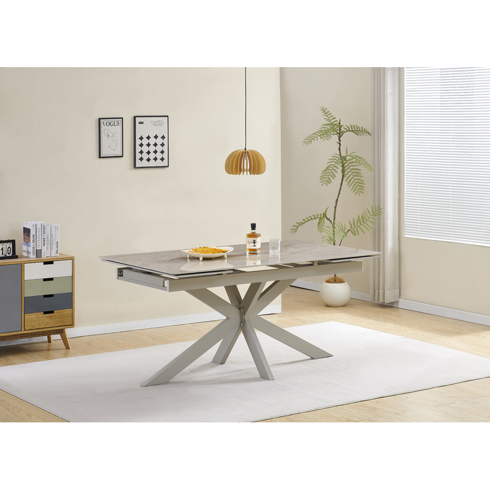 Masa extensibila MYRIA NDT-2622, piatra sintetizata, 160-240 x 90 x 75 cm, bej