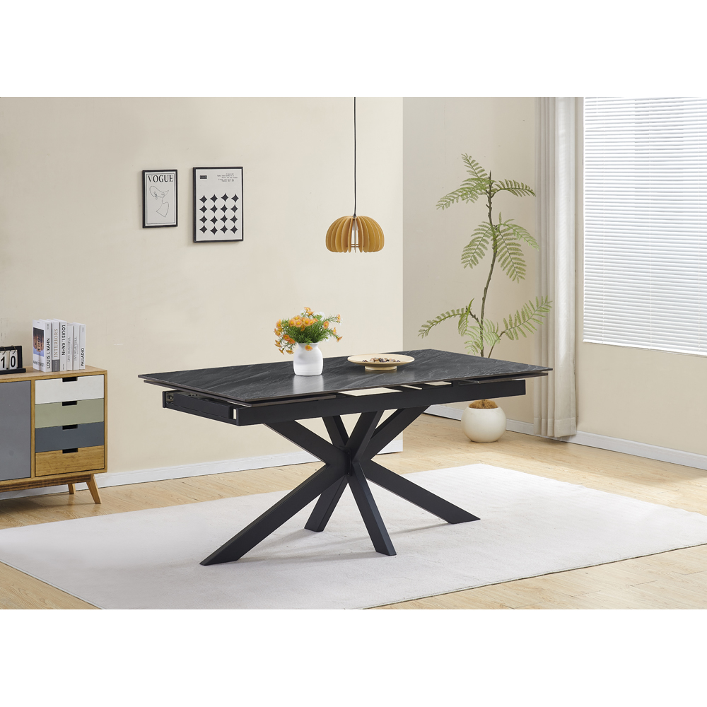 Masa extensibila MYRIA NDT-2660, piatra sintetizata, 160-240 x 90 x 75 cm, negru