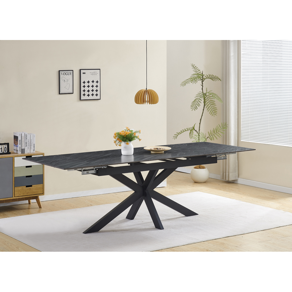 Masa extensibila MYRIA NDT-2660, piatra sintetizata, 160-240 x 90 x 75 cm, negru