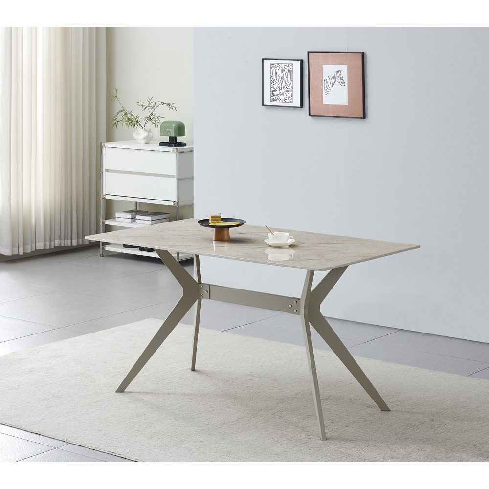 Masa bucatarie MYRIA NDT-2632, piatra sinterizata, 140 x 80 x 75 cm, bej