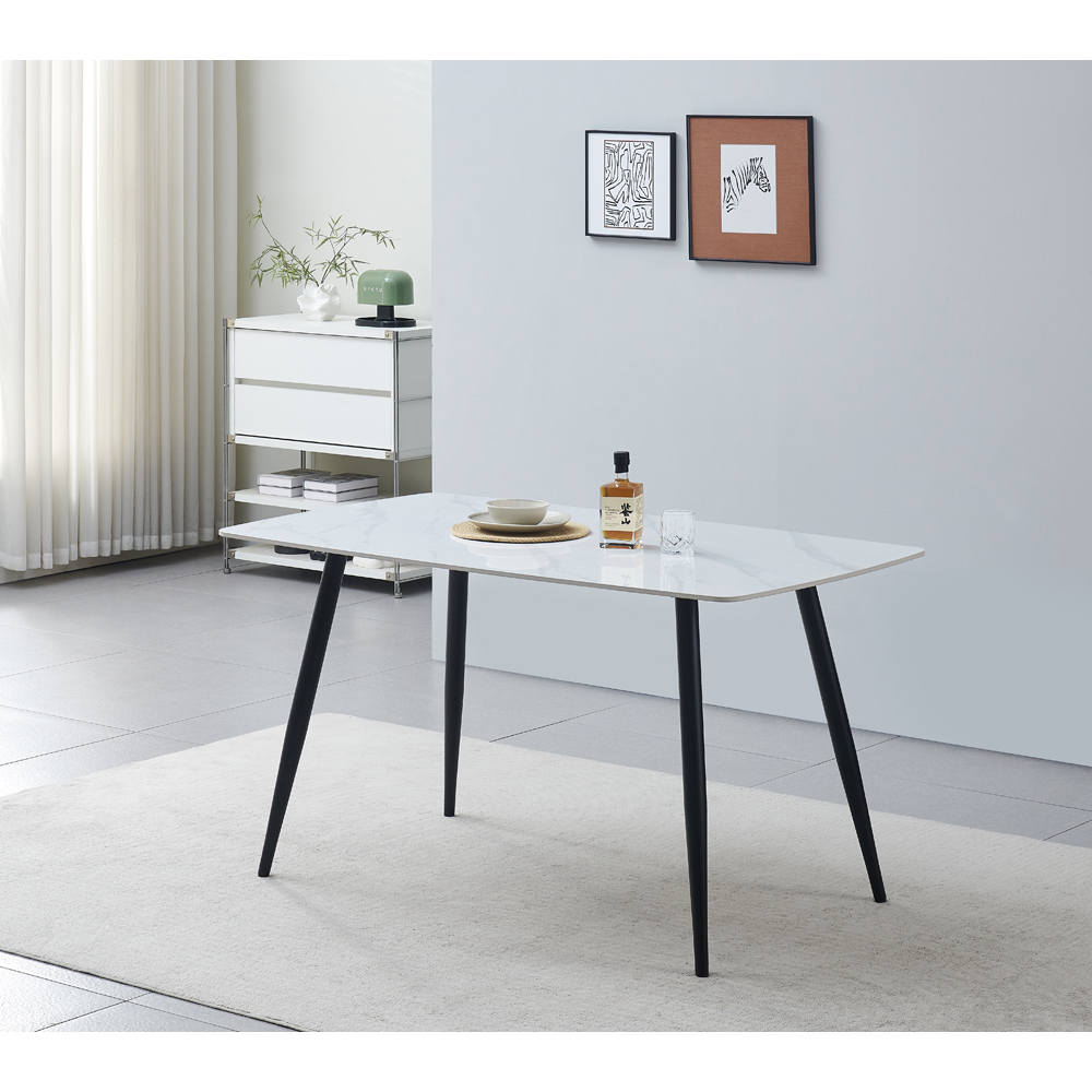 Masa bucatarie MYRIA NDT-2628, piatra sinterizata, 140 x 80 x 75 cm, alb