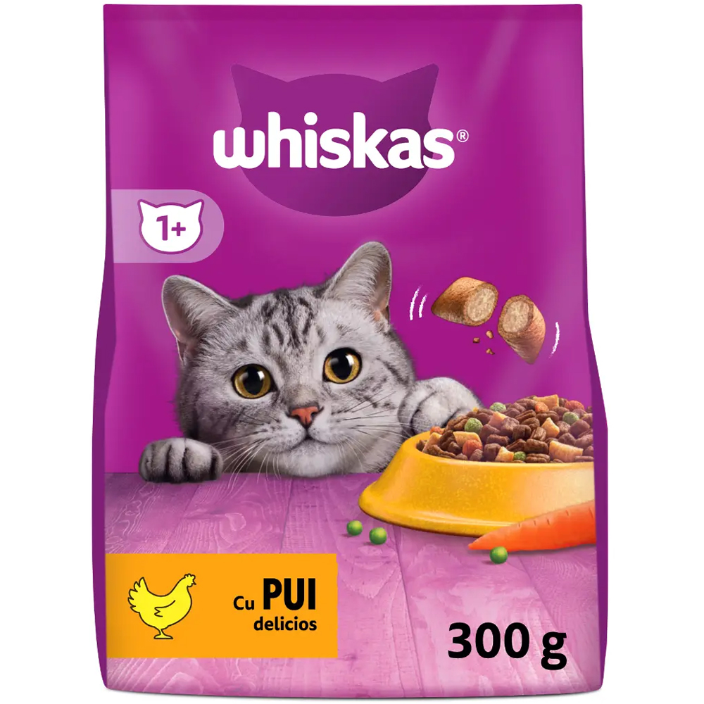 Hrana uscata pentru pisici WHISKAS, Adult, Pui, 300 g