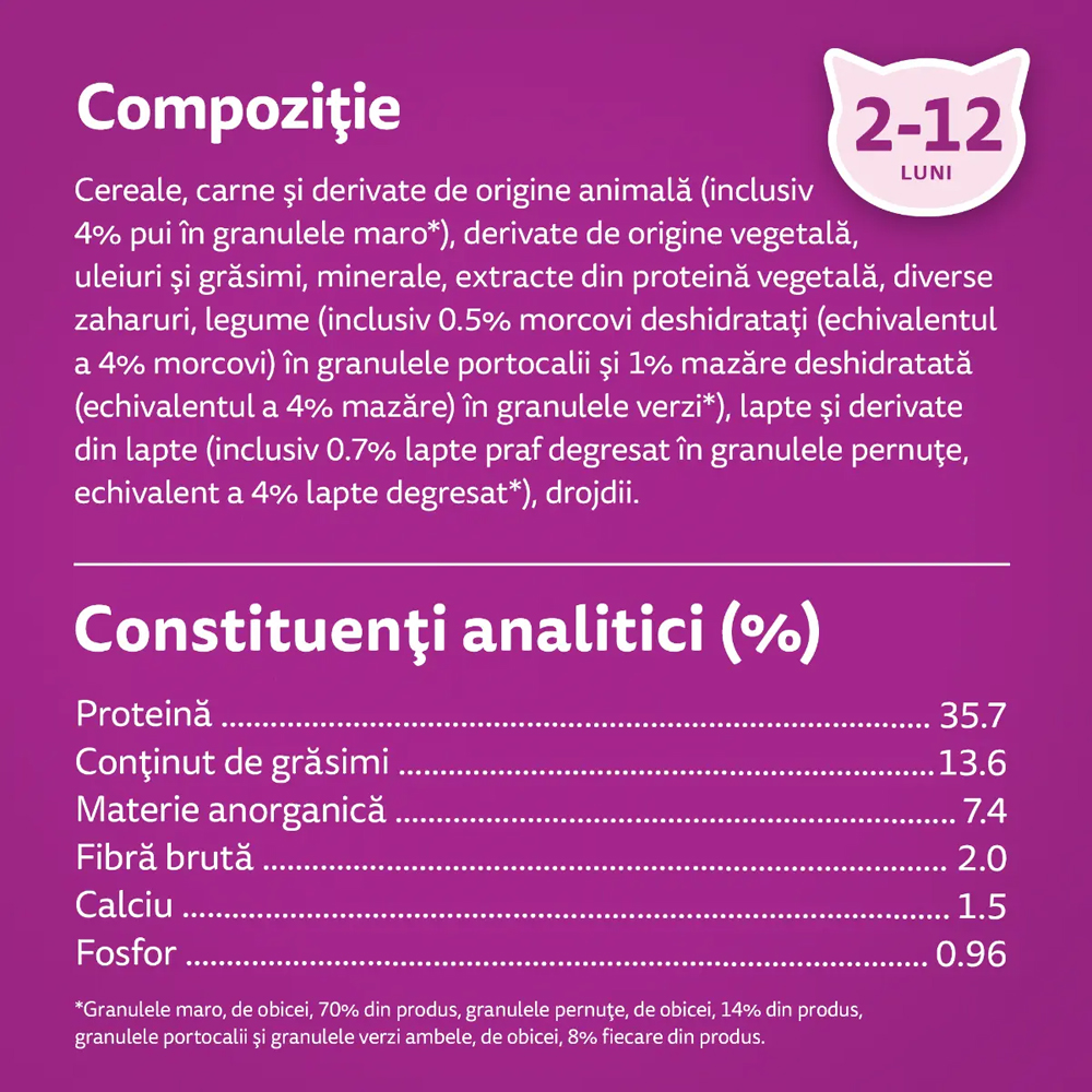 Hrana uscata pentru pisici WHISKAS, Junior, Pui, 300 g