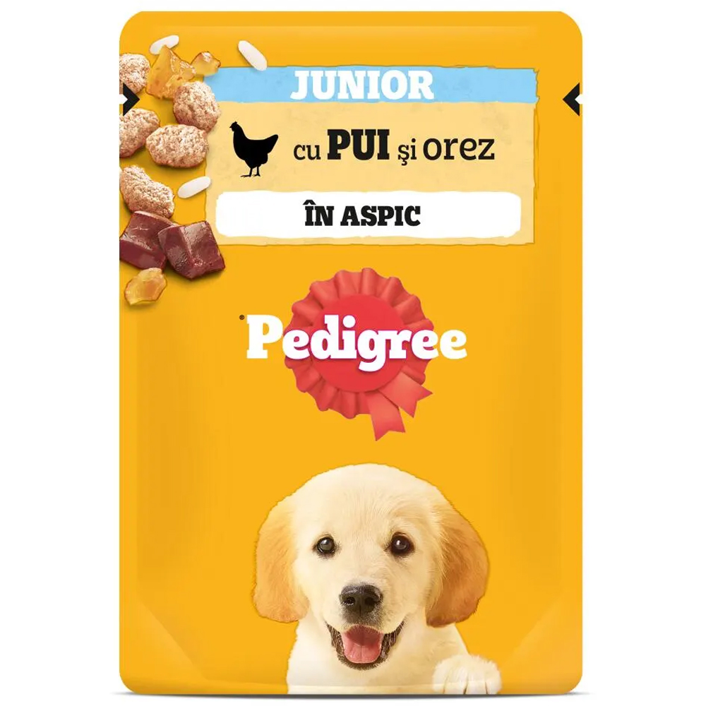 Hrana umeda pentru caini PEDIGREE, Junior, Pui si orez in aspic, 100 g