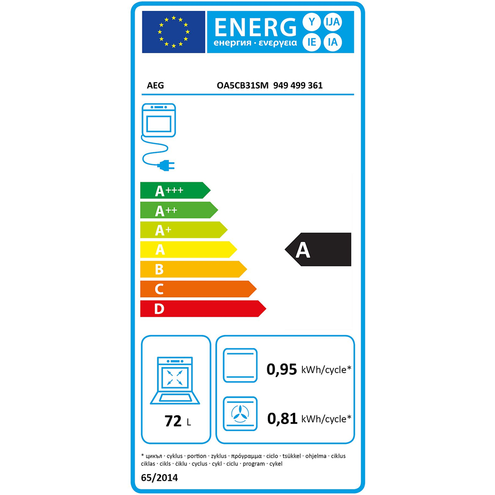 Cuptor incorporabil AEG SurroundCook OA5CB31SM, Electric, Gatire cu abur, Autocuratare catalitica, 72 l, Clasa A, inox-negru