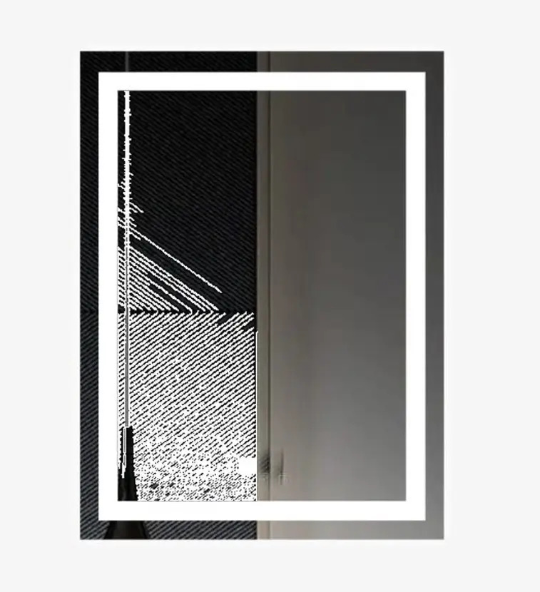 Oglinda baie WoodArt, dreptunghiulara, 40 x 60 cm, iluminare LED