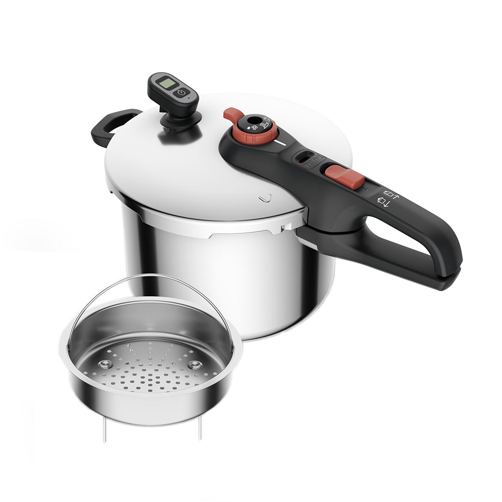 Oala sub presiune TEFAL Secure Chrono P2590701, 6l, inox, argintiu