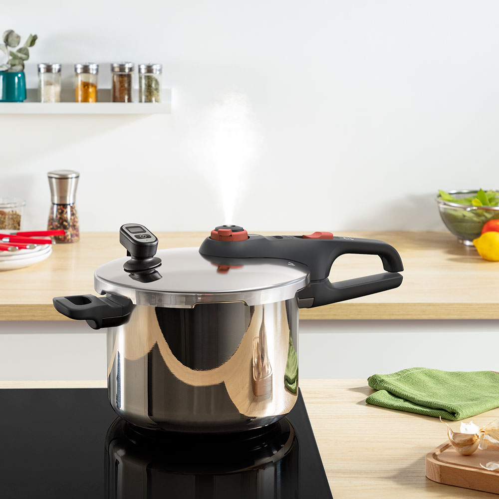 Oala sub presiune TEFAL Secure Chrono P2590701, 6l, inox, argintiu