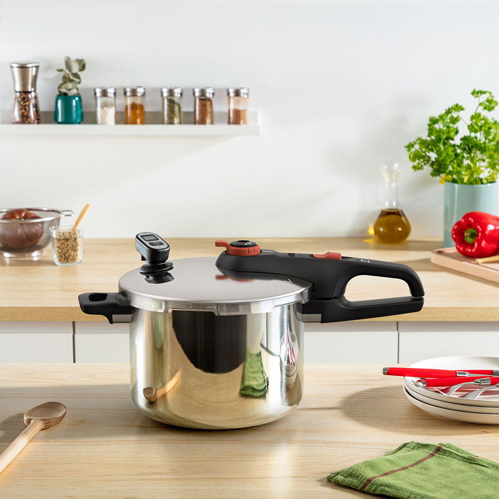 Oala sub presiune TEFAL Secure Chrono P2590701, 6l, inox, argintiu