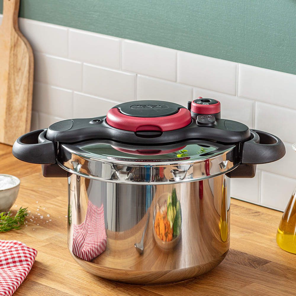 Oala sub presiune TEFAL Clipsominut Easy, 9l, inox, argintiu