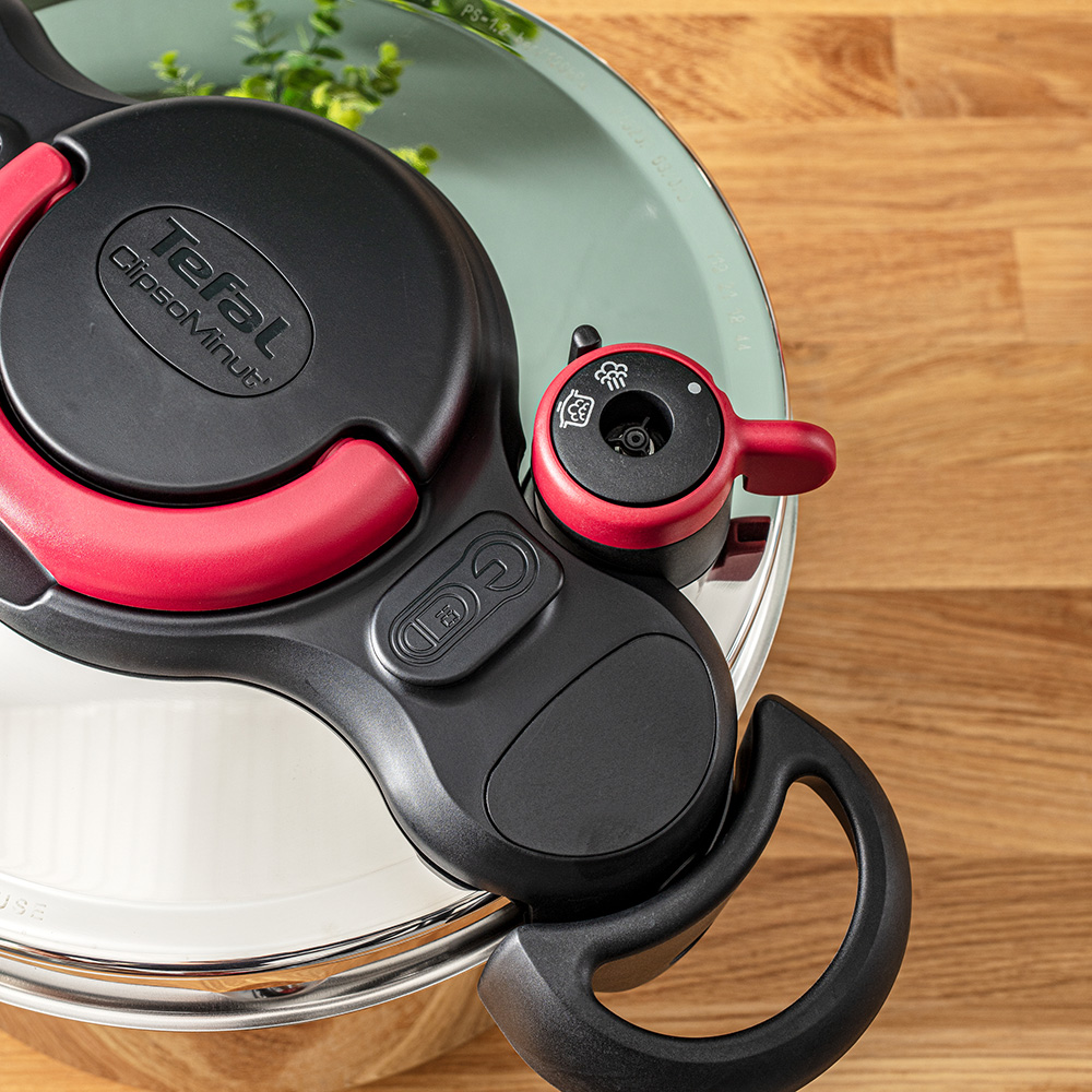 Oala sub presiune TEFAL Clipsominut Easy, 9l, inox, argintiu