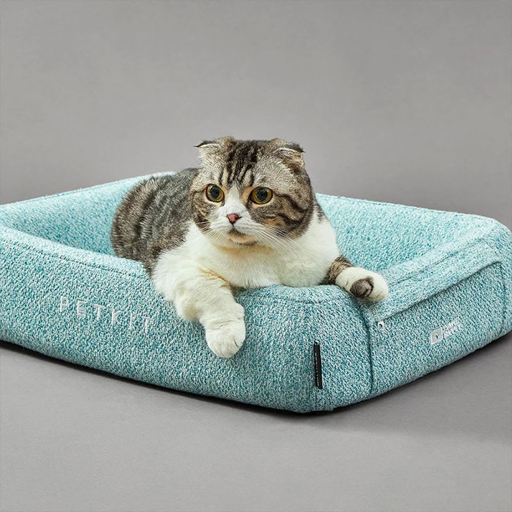 Pat pisici PETKIT Four Season L, spuma cu memorie, 89 x 67 x 14.5 cm, albastru deschis